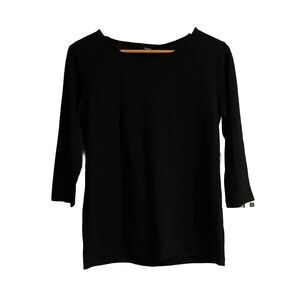 Theory Atmos‎ Light Top 3/4 Sleeve Black Sz S Basic Essential Classic Career